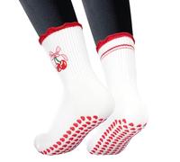 Zidoley Reformer Pilates Calcetines para Mujer, Antideslizante Yoga Volantes Calcetines Calcetines Deportivos Mujer Adecuado para Deportes Danza Pilates Ballet Fitness, Lazo rojo, 35-39