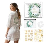 Zidoley Set De Regalos Para La Futura Novia, Set De 5 Piezas Con Bata De Encaje, Coletero Para El Pelo, Neceser De Maquillaje, Tatuajes Temporales, Regalos De Boda, Regalos Para Despedida De Soltera