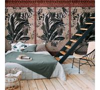 Ziegelsteinwand Papel Pintado Con Palmenblättern Im Utiliza Mira - Marrón,Beis ,