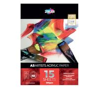 Zieler® - Bloc de pintura acrílica y al óleo, 260 g/m², 15 hojas, superficie texturizada de lino y sin ácidos Ideal para acrílico y pintura al óleo. Fabricado en Reino Unido., papel, A3