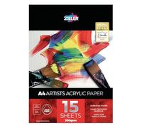 Zieler® - Bloc de pintura acrílica y al óleo, 260 g/m², 15 hojas, superficie texturizada de lino y sin ácidos Ideal para acrílico y pintura al óleo. Fabricado en Reino Unido., papel, A4