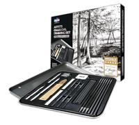 Zieler® - Juego de dibujo de carbón para artistas, juego de lata de regalo de 24 piezas, el juego de iniciación ideal