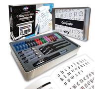 Zieler Ultimate Calligraphy Pen Set - Juego de 32 Piezas de Lata de Regalo ● 4 bolígrafos de caligrafía de Agarre Suave ● 5 Secciones de Punta de Flujo Libre ● 20 Cartuchos de Tinta ● Convertidor de