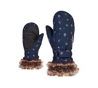 Ziener Guantes de esquí para niñas con LED para niñas, para Deportes de Invierno, cálidos, Transpirables, con Estampado de Cristales de Nieve, 7,5