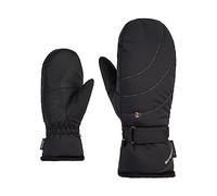 Ziener Kahlia - Manoplas de esquí para Mujer, para Deportes de Invierno | Primaloft, Forro de Felpa, Color Negro y Dorado, 7,5