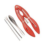 Ziennhu Crab HERRAMIENTO Set-4 Partes Crab, HORQUILLO, Cucharos y Tijeras | Herramientas robustas de mariscos para Langosta, camarones, conocedores crustáceos