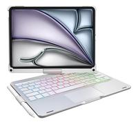 Zienstar-Funda con Teclado Español Rotación 360° para iPad Air 11" M2/M3,Air 4/5 10.9", iPad 10th /11th (A16) iPad Pro 11" (2018-2022),Retroiluminado,Trackpad Click-Plateado