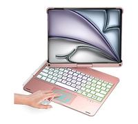Zienstar-Funda con Teclado Español Rotación 360° para iPad Air 11" M2/M3,Air 4/5 10.9", iPad 10th /11th (A16) iPad Pro 11" (2018-2022),Retroiluminado,Trackpad Click-Rosa