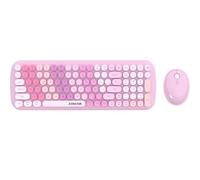 zienstar-Kit de Teclado y Ratón Español,Multicolor,Modo Dual,Multi Dispositivo,Inalámbrico USB & Bluetooth-Rosa