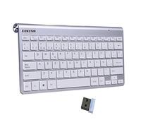 Zienstar-Mini Teclado Inalámbrico 2.4Ghz con Receptor USB (Español Carta)- Blanco Plateado
