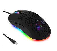 Zienstar-Ratones para Juegos USB C con Cable,Bandeja de Panal Ligera,7200DPI,5 RGB Retroiluminación para Apple MacBook,Ordenador o Portátil con Puerto Tipo C