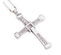 ZIERVIA Collar con cruz de Vin Diesel Fast and Furious de plata de ley 925 - Colgante de crucifijo de cadena de caja unisex for hombres y mujeres - Juego a juego for parejas(22G(BOY),50CM)