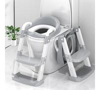 Zieyeen Asiento de entrenamiento para ir al baño con escalera, inodoro de entrenamiento para niños pequeños, silla de orinal ajustable para inodoro con escalones anchos antideslizantes y asas de