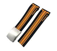 ZIFENGXUAN - Correa de reloj de goma natural para Tissot T048.417/T048.427 T-RACE T048 correa de reloj de silicona deportiva suave con hebilla plegable (20 mm, negro, naranja plateado)