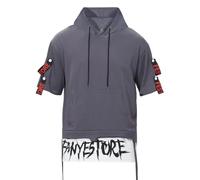 Zifipeoed Camiseta Techwear Hip Hop Camiseta Harajuku Streetwear Fashion Manga Corta para Hombres Gris 2XL