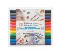 ZIG Fabricolor - Rotulador de cabeza doble (12 mm) - set de 12 colores