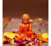 Zig Zag Hanuman Ji Idol en postura de bendición con Gada - Señor sentado Balaji Bajrangbali Sankat Mochan Bhagwan ídolo para templo, salpicadero de coche, decoración del hogar, regalo de estatua - 8 x