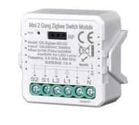 ZigBee Interruptor tuya inteligente Mini DIY RF módulo conmutador luces compatible con Smart Life/Tuya app, Alexa y Google Home,2 Gang funciona con hub gateway zigbee 3.0 220v-240v (CL-ZBSEC02)