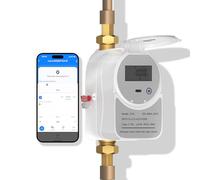 Zigbee - Medidor de agua inteligente con válvula de apagado y pantalla LCD 214C, funciona con Tuya Smart & Home Assistant, funciona con pilas, monitoreo remoto de flujo, requiere hub Zigbee (1/2