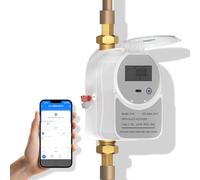 Zigbee - Medidor de agua inteligente con válvula de apagado y pantalla LCD 214C, funciona con Tuya Smart & Home Assistant, funciona con pilas, monitoreo remoto de flujo, requiere concentrador Zigbee