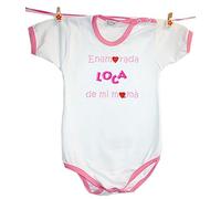 Zigozago - Body Para Bebés "ENAMORADA LOCA DE MI MAMA' " Talla: 3 meses Color: rosa