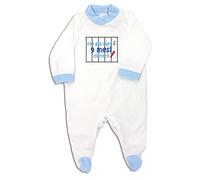 Zigozago - Pelele fabricado en Italia - Body hecho a mano con bordado "HO FACTO 9 Mes DENTRO" turquesa 56 Cm