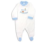 Zigozago - Pelele fabricado en Italia. Pelele hecho a mano con bordado "Pequeña Princesa". Talla: 1 mes. Color: azul.