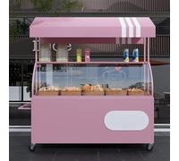 ZIGTUEI Carrito De Vendedor De Comida, Carrito De Comida Móvil, Genérico Puesto De Mercado con Toldo, para Ferias De Artesanías, Mercados Callejeros Y Ferias De Artesanía(Pink,160cm/63in)