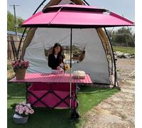 ZIGTUEI Carrito De Vendedor De Comida, Carrito De Comida Móvil, Puestos Plegables, para Ferias De Artesanías, Mercados Callejeros Y Ferias De Artesanía(Pink)