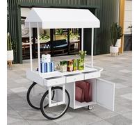 ZIGTUEI Carrito De Vendedor De Comida, Puestos De Mercado, Puesto De Exhibición para Quiosco Minorista, para Venta De Alimentos,para Puestos Callejeros, Ferias De Artesanía(White,120cm/47.2in)