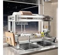 ZIGTUEI Escurridor De Platos De Acero Inoxidable para Colocar sobre El Fregadero, Organizador De Encimera De Cocina, Estable Y Resistente, para Guardar Vajilla(56 * 51cm/22 * 20.1in)