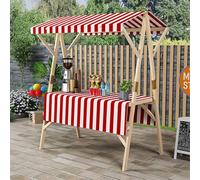 ZIGTUEI Genérico Puesto De Mercado con Toldo, Carrito De Comida Callejera De Madera, Puestos Plegables, para Venta De Alimentos,para Puestos Callejeros, Ferias De Artesanía(Red,150cm/59in)