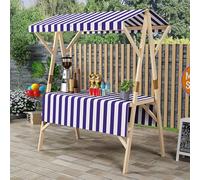 ZIGTUEI Genérico Puesto De Mercado con Toldo, Carrito De Comida Callejera De Madera, Puestos Plegables, para Venta De Alimentos,para Puestos Callejeros, Ferias De Artesanía(Blue,120cm/47.2in)