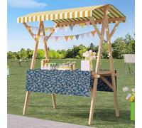 ZIGTUEI Genérico Puesto De Mercado con Toldo, Carrito De Comida Callejera De Madera, Puestos Plegables, para Eventos Callejeros O Ferias Comerciales(Yellow 4,150cm/59in)