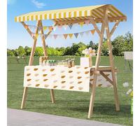 ZIGTUEI Genérico Puesto De Mercado con Toldo, Carrito De Comida Callejera De Madera, Puestos Plegables, para Eventos Callejeros O Ferias Comerciales(Yellow 3,150cm/59in)