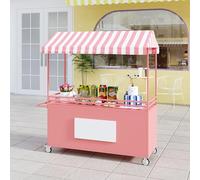 ZIGTUEI Genérico Puesto De Mercado con Toldo, Carrito De Comida Móvil, Carrito De Vendedor De Comida, Puesto De Exhibición para Quiosco Minorista, para La Venta En El Mercado(Pink,160cm/63in)