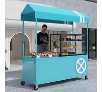 ZIGTUEI Genérico Puesto De Mercado con Toldo, Carrito De Comida Móvil, Carrito De Vendedor De Comida, para Venta De Alimentos,para Puestos Callejeros, Ferias De Artesanía(Blue,160x200cm/63x78.7in)