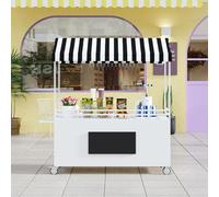 ZIGTUEI Genérico Puesto De Mercado con Toldo, Carrito De Comida Móvil, Carrito De Vendedor De Comida, Puesto De Exhibición para Quiosco Minorista, para La Venta En El Mercado(White,120cm/47.2in)