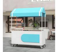 ZIGTUEI Genérico Puesto De Mercado con Toldo, Carrito De Comida Móvil, Carrito De Vendedor De Comida, para Ferias De Artesanías, Mercados Callejeros Y Ferias De Artesanía(Blue,140cm/55.1in)