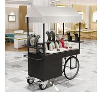 ZIGTUEI Genérico Puesto De Mercado con Toldo, Carrito De Comida Móvil, Carrito De Vendedor De Comida, para Venta De Alimentos,para Puestos Callejeros, Ferias De Artesanía(Black,100x200cm/39.4x78.7in)