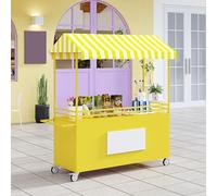 ZIGTUEI Genérico Puesto De Mercado con Toldo, Carrito De Comida Móvil, Carrito De Vendedor De Comida, Puesto De Exhibición para Quiosco Minorista, para La Venta En El Mercado(Yellow,120cm/47.2in)