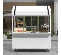 ZIGTUEI Genérico Puesto De Mercado con Toldo, Carrito De Vendedor De Comida, Carrito De Comida Móvil, para Venta De Alimentos,para Puestos Callejeros, Ferias De Artesanía(White,120cm/47.2in)