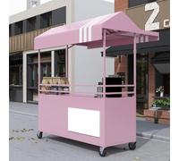 ZIGTUEI Genérico Puesto De Mercado con Toldo, Carrito De Vendedor De Comida, Carrito De Comida Móvil, para Ferias De Artesanías, Mercados Callejeros Y Ferias De Artesanía(Pink,140cm/55.1in)