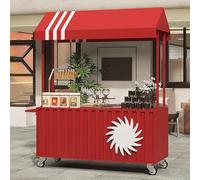 ZIGTUEI Genérico Puesto De Mercado con Toldo, Carrito De Vendedor De Comida, Carrito De Comida Móvil, para Ferias De Artesanías, Mercados Callejeros Y Ferias De Artesanía(Red,140cm/55.1in)