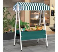 ZIGTUEI Genérico Puesto De Mercado con Toldo, Puestos Plegables, Carrito De Comida Móvil, para Ferias De Artesanías, Mercados Callejeros Y Ferias De Artesanía(Green 1,130x200cm/51.2x78.7in)