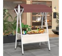 ZIGTUEI Genérico Puesto De Mercado con Toldo, Puestos Plegables, Carrito De Comida Móvil, para Venta De Alimentos,para Puestos Callejeros, Ferias De Artesanía(Brown 2,160x200cm/63x78.7in)