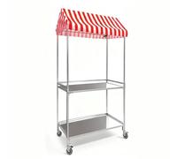 ZIGTUEI Genérico Puesto De Mercado con Toldo, Puestos Plegables, Carrito De Comida Móvil, para Venta De Alimentos,para Puestos Callejeros, Ferias De Artesanía(Red,60x120cm/23.6x47.2in)