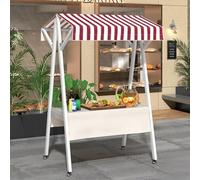 ZIGTUEI Genérico Puesto De Mercado con Toldo, Puestos Plegables, Carrito De Comida Móvil, para Venta De Alimentos,para Puestos Callejeros, Ferias De Artesanía(Red 1,130x200cm/51.2x78.7in)