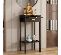 ZIGTUEI Mesa Altar De 3 Niveles con Cajón, Mesa De Meditación, Mesa Multifunción, Estilo Chino Mesa De Altar, para Oraciones, Adivinación, Adoración(Brown,101x50m/39.8x19.7in)