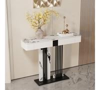 ZIGTUEI Mesa Consola Moderna, Mesa De Pasillo De Lujo, Estructura de Metal, Industrial para Entrada, para Sala De Estar, Pasillo, Entrada(Black A,100cm/39.4in)